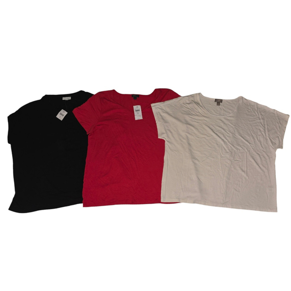 Lot of 3 Women's J Jill T-Shirts, Size M, Black, Red, White Linen - Picture 1 of 9